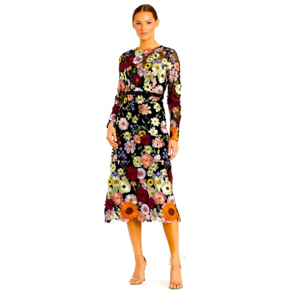 Mac Duggal Dresses & Skirts - Black High Neck Floral Embroidered A-Line Dress